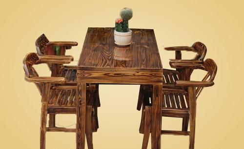 厂家直销 全实木 碳化餐桌椅套件 餐馆桌椅 功夫茶桌椅 实