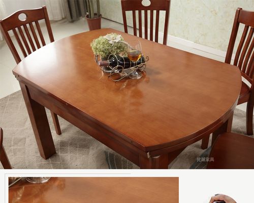 实木餐桌椅 家用可折叠伸缩饭桌 橡胶木简约圆桌 厂家批发